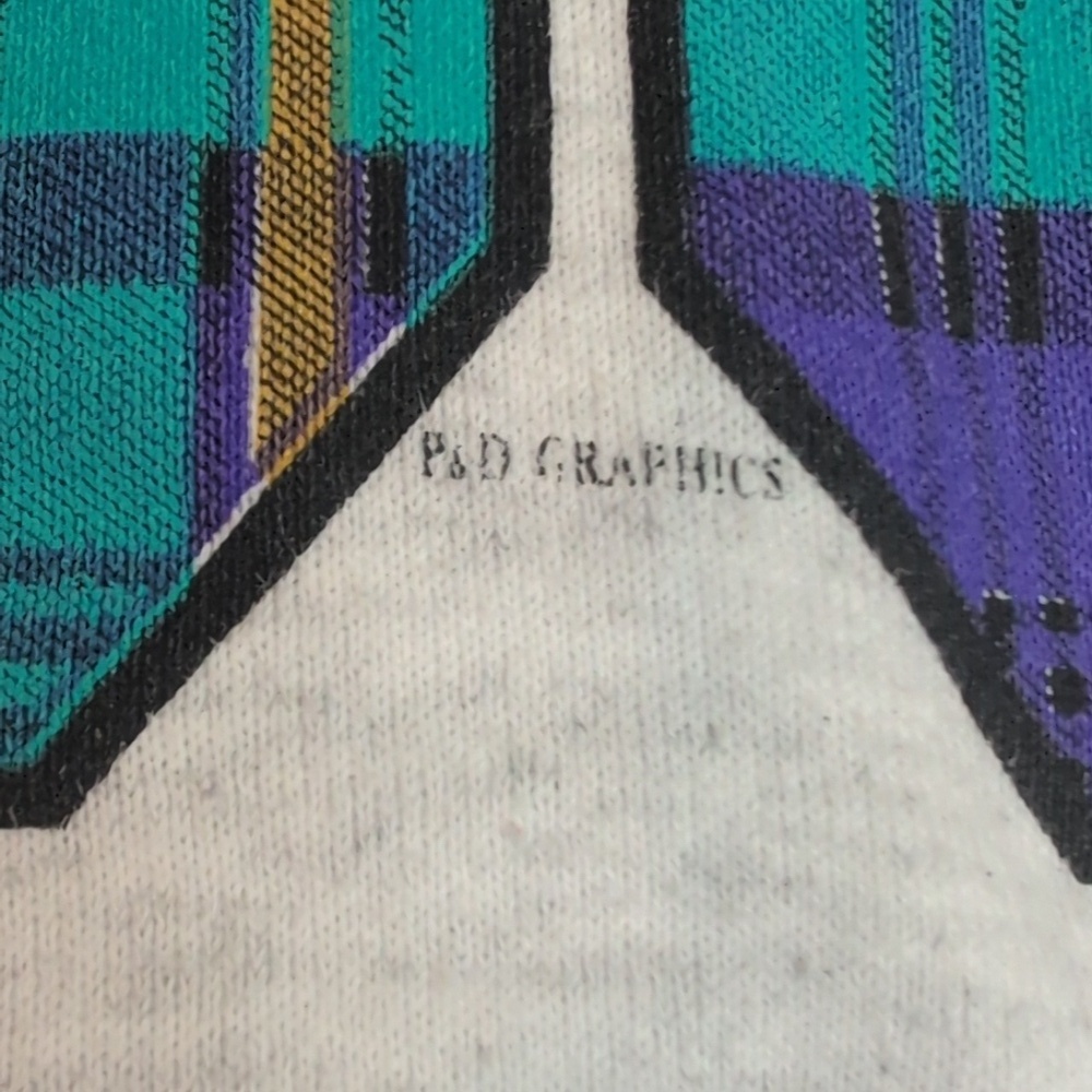 Vintage Heather Gray Washington DC Sweatshirt Plaid Purple Green Design Large - Picture 3 of 7